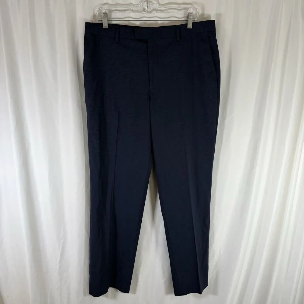 Banana Republic Standard Fit Pants Men's 34x32 Blue Plaid Flat Front Office